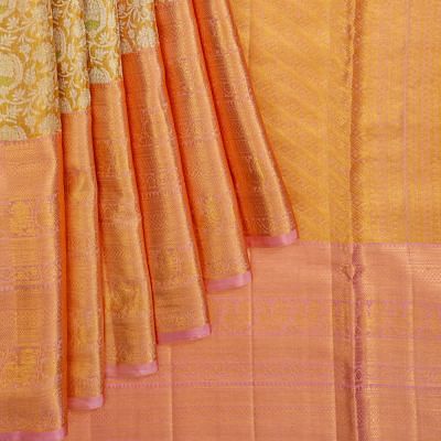 Kanchipuram Silk Tissue Brocade Gold Saree