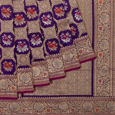 Banarasi Silk Brocade Violet Saree