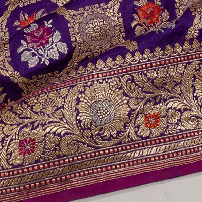 Banarasi Silk Brocade Violet Saree