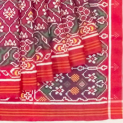 Patan Patola Silk Double Ikat Pink Saree