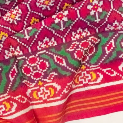 Patan Patola Silk Double Ikat Pink Saree