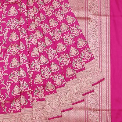 Banarasi Silk Jaal And Butta Rani Pink Saree