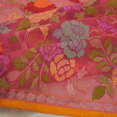 Banarasi Cotton All Over Jamdani Pink Saree