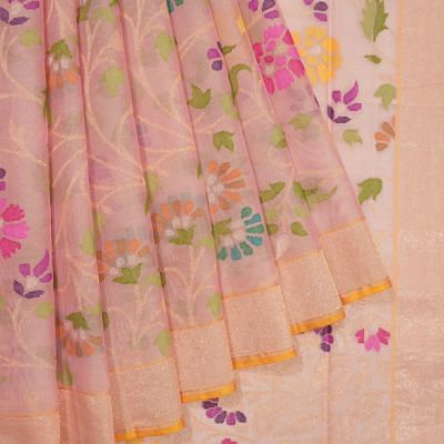 Banarasi Cotton All Over Jamdani Baby Pink Saree