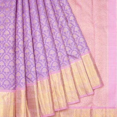 Kanchipuram Silk Brocade Lavender Saree