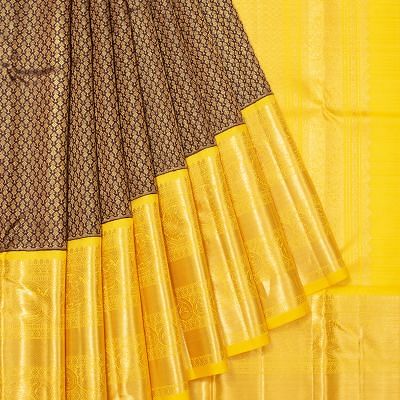 Kanchipuram Silk Brocade Brown Saree