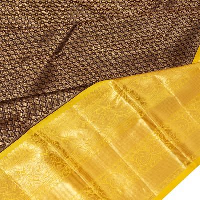 Kanchipuram Silk Brocade Brown Saree