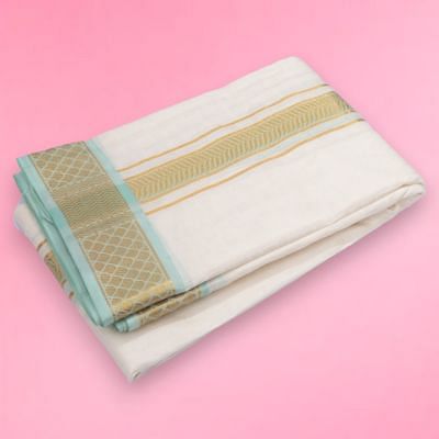 Kanchipuram Silk Jacquard White Dhoti With Kanduva