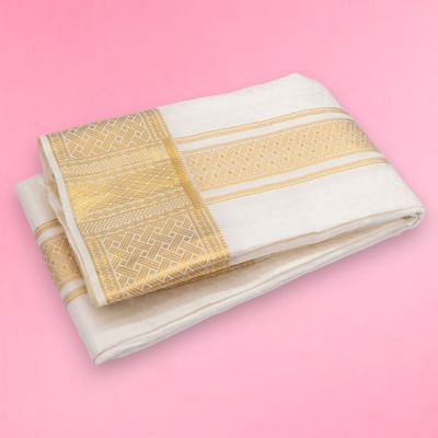 Kanchipuram Silk Jacquard White Dhoti With Kanduva