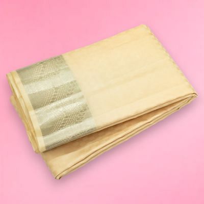 Kanchipuram Silk Jacquard Cream Dhoti With Kanduva