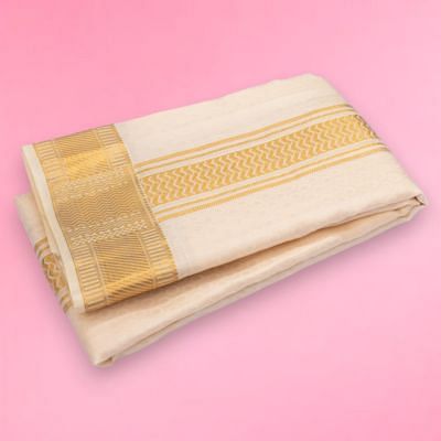 Kanchipuram Silk Jacquard White Dhoti With Kanduva