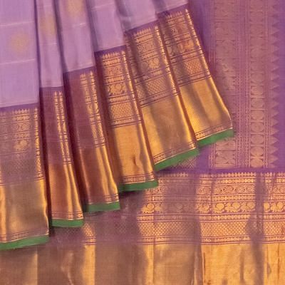 Gadwal Silk Checks And Butta Lavender Saree