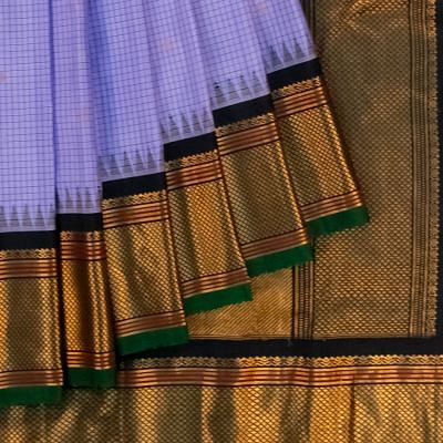 Gadwal Silk Checks And Butta Violet Saree