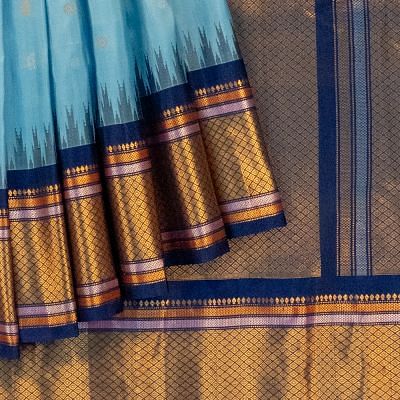 Gadwal Silk Butta Sky Blue Saree