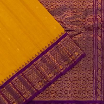 Gadwal Cotton Butta Mustard Yellow Saree