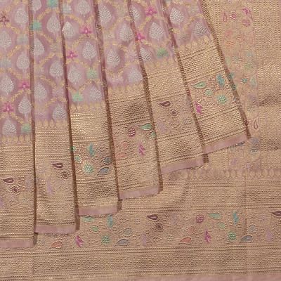 Banarasi Silk Jaal And Butta Lilac Saree