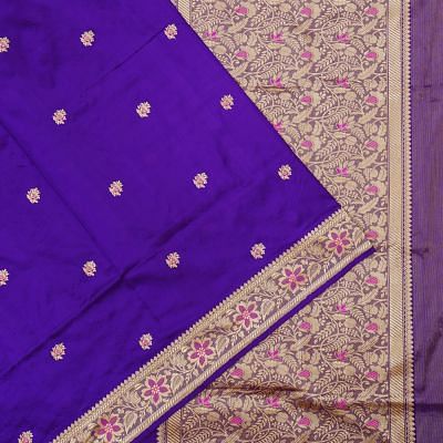 Banarasi Silk Butta Violet Saree