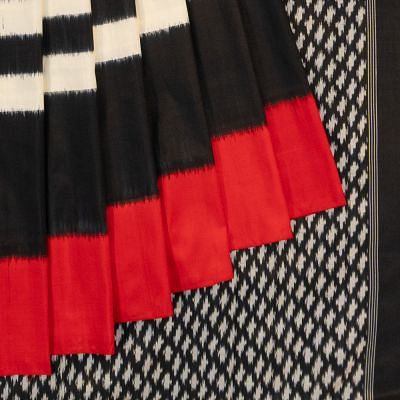 Pochampally Silk Ikat Black And Cream Saree