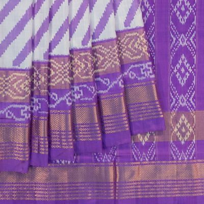 Pochampally Silk Ikat Leheriya White And Violet Saree