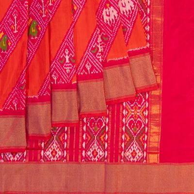 Pochampally Silk Ikat Dual Tone Pink And Orange Saree