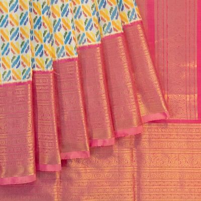 Kanchipuram Silk Ikat White Saree