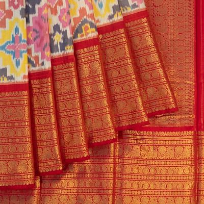 Kanchipuram Silk Ikat Multicolour Saree