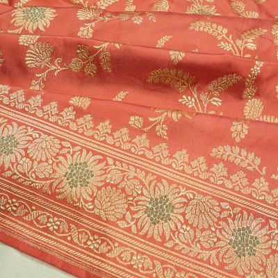 Banarasi Silk Kadwa Jaal Brick Red Saree