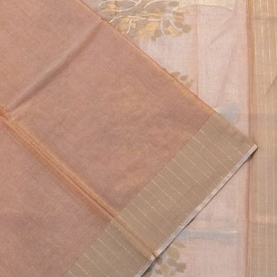 Handloom Cotton Tissue Plain Pink Saree With Jamdani Pallu