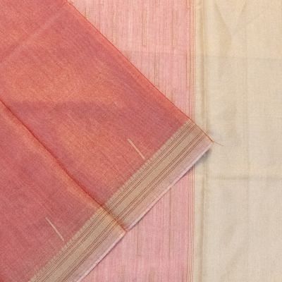 Handloom Cotton Tissue Red Saree With Thread Border