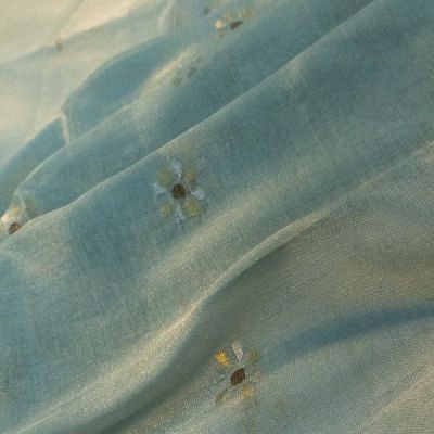 Handloom Cotton Tissue Floral Butta Pastel Blue Saree