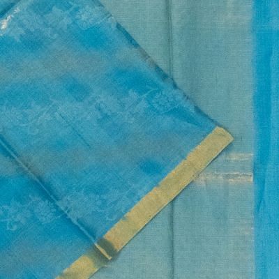 Tussar Jamdani Jaal Blue Saree