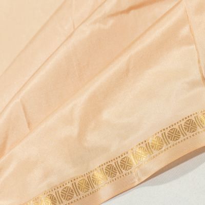 Kanchipuram Silk Plain Cream Dhoti With Kanduva