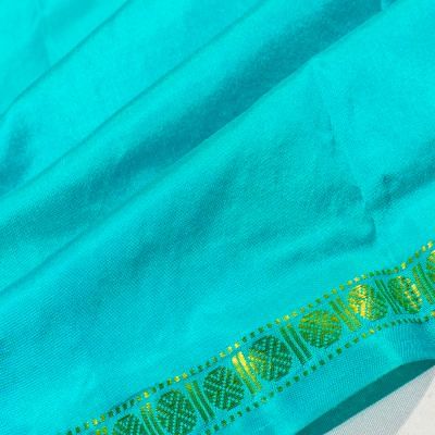 Kanchipuram Silk Plain Blue Dhoti With Kanduva