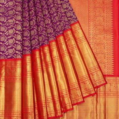 Kanchipuram Silk Brocade Purple Saree