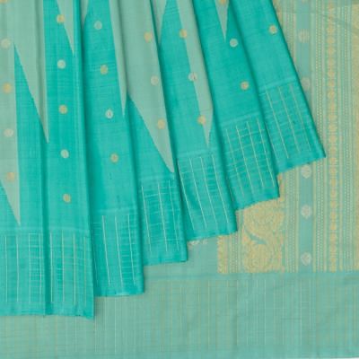 Gadwal Silk Butta Sky Blue Temple Saree