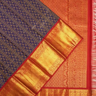 Kanchipuram Silk Brocade Dark Blue Saree