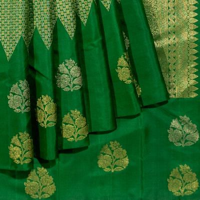 Kanchipuram Silk Brocade Dark Green Saree