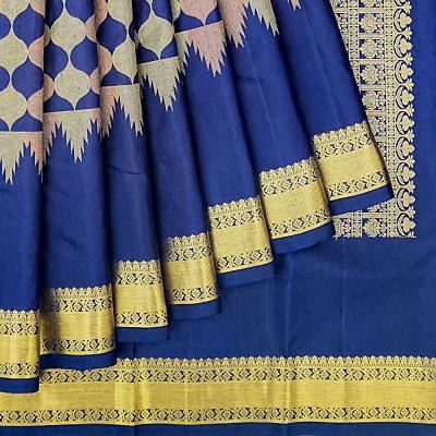 Kanchipuram Silk Brocade Royal Blue Saree