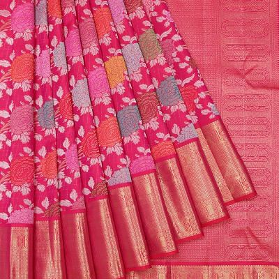 Kanchipuram Silk Brocade Pink Saree