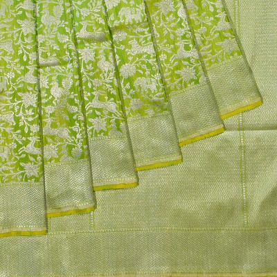 Banarasi Silk Shikargah Jaal Green Saree