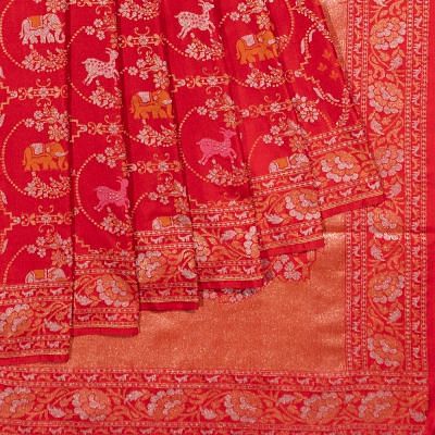 Banarasi Silk Brocade Raktambari Red Saree