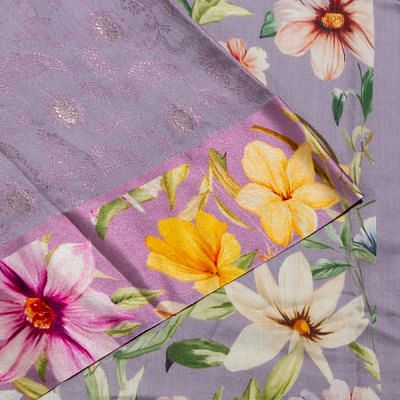 Chiniya Silk Jacquard And Butta Lilac Saree