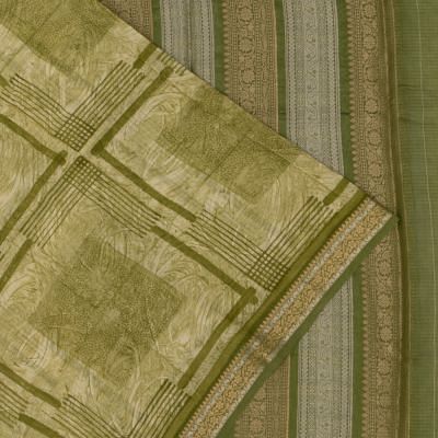 Chanderi Cotton Geometrical Printed Green Saree