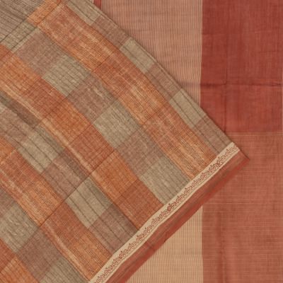 Chanderi Cotton Tissue Half And Half Brown And Grey Saree