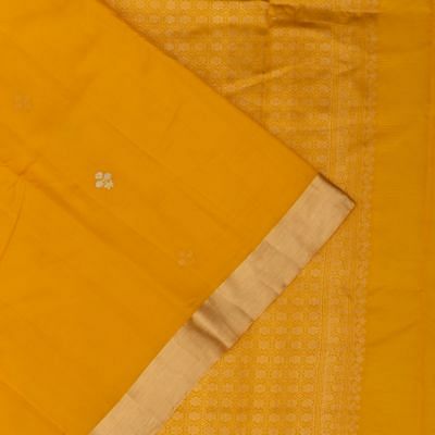 Banarasi Katan Silk Half And Half Jaal And Butta Mustard Yellow Saree