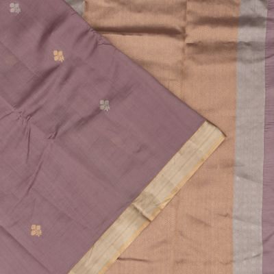 Banarasi Katan Silk Half And Half Jaal And Butta Lilac Saree