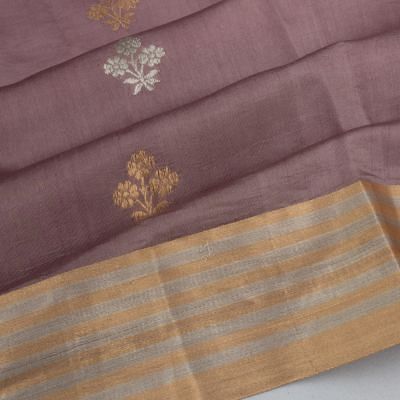 Banarasi Katan Silk Half And Half Jaal And Butta Lilac Saree