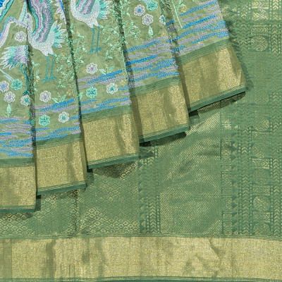 Chanderi Silk Butta Mehendi Green Saree