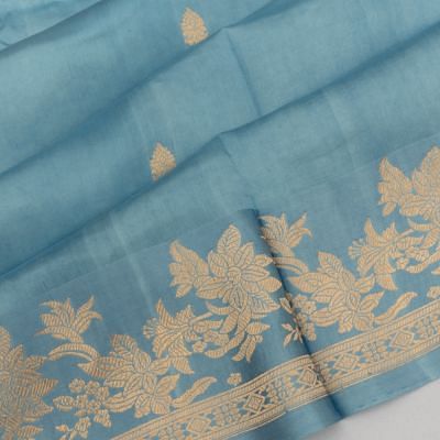 Banarasi Katan Silk Butta Dust Blue Saree