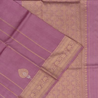 Banarasi Katan Silk Vertical Lines And Butta Lavender Saree